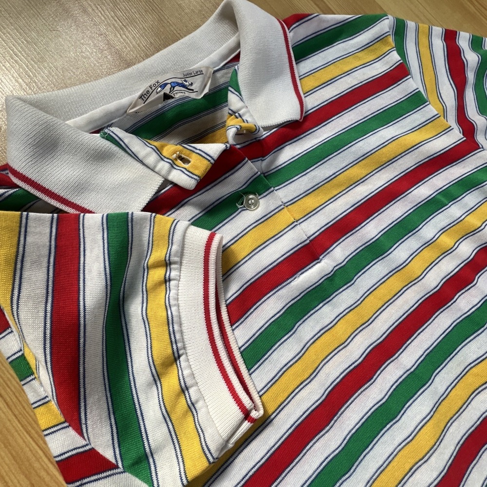 Vintage JC Pennys Multicolor Stripes Polo Women's Girls‎ Junior Large The Fox - Picture 3 of 10